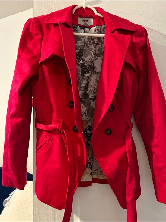 H&M Jackets & Blazers - H&M Bright Red Double-Breasted Trench Blazer